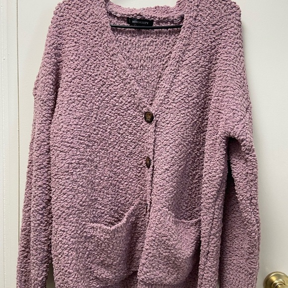 Merokeety Extra Large lilac knobby cardigan sweater oversized - Picture 1 of 8